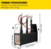 A product shot of a three-burner forge with dimensions and weight specifications overlaid. Produktbild-Vorschau