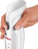 A hand holding a white Bosch hand blender. Produktbild-Vorschau