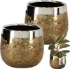 KOTARBAU® Céramique Pot de fleurs or rond effet miroir ⌀ 10 Voir les images du produit 1