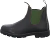 A single brown leather boot with green elastic side panels, shown from the side against a white background. Produktbild-Vorschau