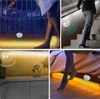 Collage of four images showing LED light strips with motion sensors being used in different home settings: near a crib, on stairs, in a kitchen, and beside a bed. Produktbild-Vorschau
