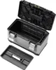 An open black and gray toolbox with a removable tray in front of it, set against a white background. Voir les images du produit