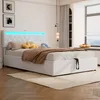 Boxspringbed 140x200 met LED-verlichting, USB- en Type-C Productafbeelding-voorbeeld 2
