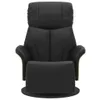 A black leather recliner chair with a footrest, shown from the front. Produktbild-Vorschau