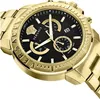 A close-up, angled view of a gold Versace Chrono watch with a black dial. Anteprima dell’immagine prodotto