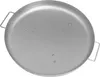 A top-down view of a silver metal fire pit lid with two handles. Náhled obrázku produktu