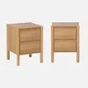 Two wooden nightstands with two drawers each, displayed against a light gray background. Produktbild-Vorschau