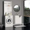 A laundry room with a washing machine and a storage cabinet. Náhled obrázku produktu