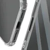Close-up view of a transparent phone case, showing the side buttons and cutouts. Produktbild-Vorschau