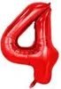 Fóliový balón číslo 4, cca 100 cm, červený Náhľad obrázku produktu 2