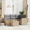 5-tlg. Garten-Sofagarnitur mit Kissen Beige Poly Rattan Produktbild-Vorschau 2