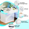 Nachttisch,Nachttisch Weiß Hochglanz mit LED Produktbild-Vorschau 2
