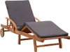 A wooden sun lounger with a gray cushion, shown on a white background. Náhľad obrázku produktu