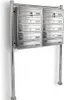 A stainless steel double mailbox unit with 10 individual mailboxes, mounted on a stand. Produktbild-Vorschau