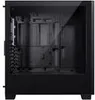 A black computer case with a glass side panel. Produktbild-Vorschau