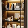 Schwarze Vitrine 80x40x160cm, 2 Glastüren & 3-farbiger Produktbild-Vorschau 5