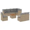 9-tlg. Garten-Sofagarnitur mit Kissen Beige Poly Rattan Produktbild-Vorschau 1