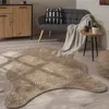 Teppich Wohnzimmer Kurzflor Modernes Kunstfell Fellform Produktbild-Vorschau 1