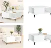 Collage of a white coffee table in different settings, including a living room and a plain background. Náhled obrázku produktu
