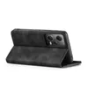 A black flip cover phone case for a Xiaomi Redmi Note 12 Pro 5G is shown from a side angle, with the cover open. Produktbild-Vorschau