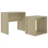 Two wooden cube-shaped tables of different sizes, placed next to each other on a white background. Produktbild-Vorschau