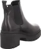 A black leather Chelsea boot with a thick sole, shown from the back-left. Produktbild-Vorschau