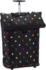 A black polka dot shopping trolley with a retractable handle and wheels. Podgląd zdjęcia produktu