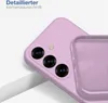 A close-up view of a purple phone case, showing the camera cutout and the interior texture of the case. Produktbild-Vorschau