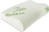 A white pillow with green bamboo leaf design and text. Produktbild-Vorschau