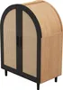 A product shot of a black and wood sideboard with rattan doors. Produktbild-Vorschau