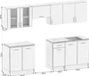 A diagram showing the dimensions and layout of a kitchen unit. Náhled obrázku produktu