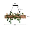 4-lumière verte plante lustre bois fer E14 style antique Voir les images du produit 3