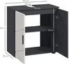 A 3D rendering of a vanity cabinet with dimensions indicated. Produktbild-Vorschau