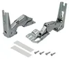 Two metal hinges and four screws on a white background. Produktbild-Vorschau
