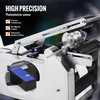 Close-up view of a semi-automatic bottle labeling machine, highlighting its photoelectric sensor and features. Náhled obrázku produktu