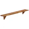 A wooden shelf with two triangular brackets is shown against a white background. Produktbild-Vorschau