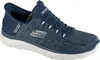 A single blue Skechers sneaker is shown from a side angle on a white background. Produktbild-Vorschau
