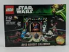 The image shows the front of a LEGO Star Wars Advent Calendar box for 2013. The box features illustrations of LEGO minifigures and scenes from Star Wars, with a festive, Christmas-themed overlay. Produktbild-Vorschau