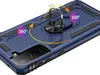 A blue phone case with a ring holder is shown on a white background. Produktbild-Vorschau