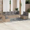 Design 8-tlg. Garten-Sofagarnitur mit Kissen Beige Poly Produktbild-Vorschau 1