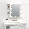 A bathroom cabinet with a mirror and shelves, mounted above a sink. Voir les images du produit