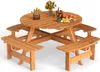 Holzpicknicktisch und Stuhl Set für 8 Personen, runder Produktbild-Vorschau 1