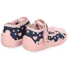 Pink-dunkelblaue Hausschuhe mit Blümchen und Reißverschluss Produktbild-Vorschau 4