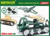 A collage of metal construction models from the Merkur Army Set, showcasing various vehicles and aircraft that can be built. Náhled obrázku produktu
