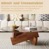 Couchtisch aus gehärtetem Glas & Massivholz, Ø80cm Produktbild-Vorschau 9