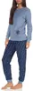 Damen Frottee Pyjama Schlafanzug langarm mit Bündchen und Produktbild-Vorschau 2