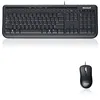 A black Microsoft keyboard and mouse deskset are displayed on a white background. Produktbild-Vorschau