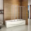A modern bathroom with a bathtub and a folding shower screen. Produktbild-Vorschau
