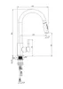 Technical drawing of a kitchen faucet with dimensions indicated. Anteprima dell’immagine prodotto