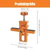An orange jig with measurement markings and dimensions shown. Produktbild-Vorschau